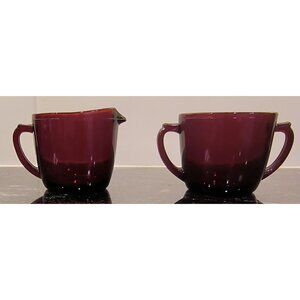 Vintage Anchor Hocking Royal Ruby Creamer & Sugar Set